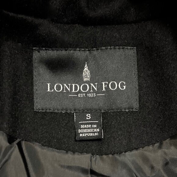 NEW London Fog Hooded Wool Zipper Coat Black Size Small NWT - Picture 2 of 5